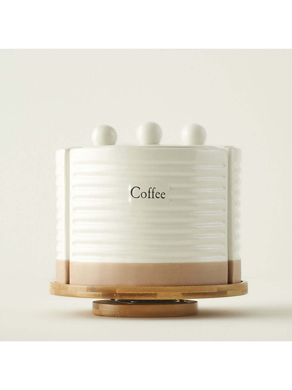 Enjoy Dönen Standlı Seramik Kavanoz Seti Beyaz (22x21,3 cm)-1