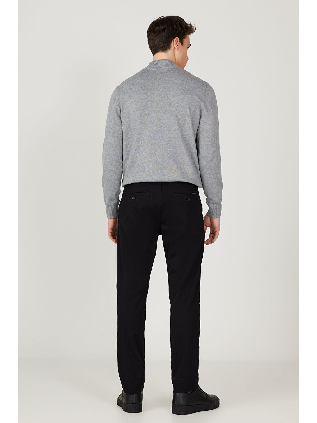 Erkek Siyah Slim Fit Dar Kesim Pamuklu Esnek Chino Pantolon-1
