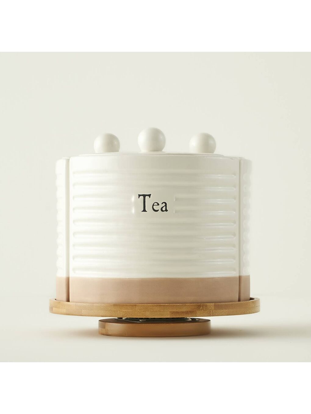 Enjoy Dönen Standlı Seramik Kavanoz Seti Beyaz (22x21,3 cm)-2