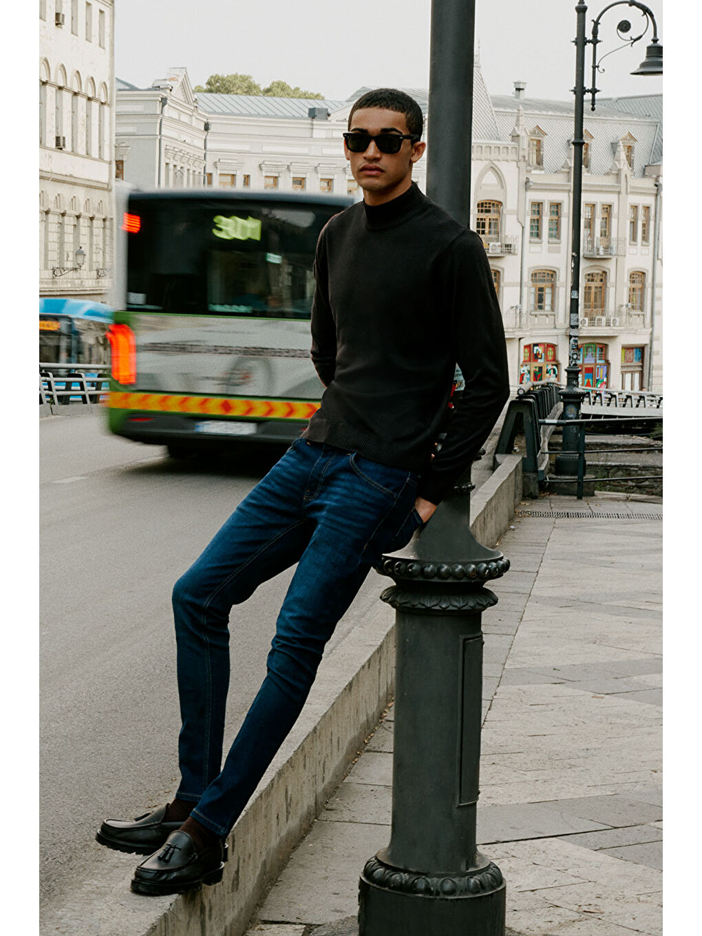 Erkek Lacivert Ekstra Slim Fit Dar Kesim Pamuklu Rıss Jean Pantolon Denim-2