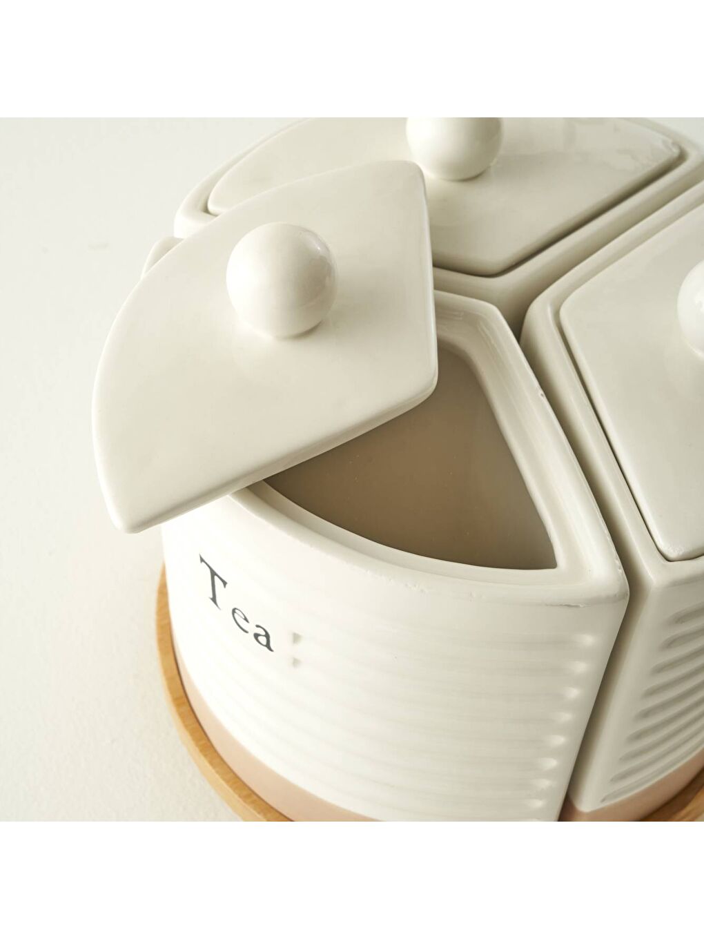 Enjoy Dönen Standlı Seramik Kavanoz Seti Beyaz (22x21,3 cm)-4