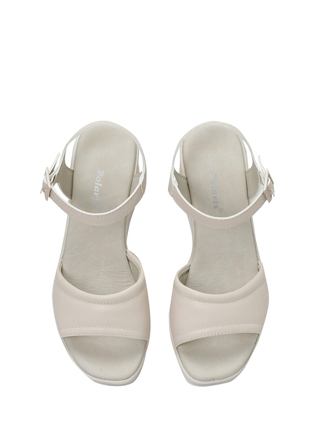 323154.Z 4FX Bej Kadın Dolgu Topuk Sandalet-3