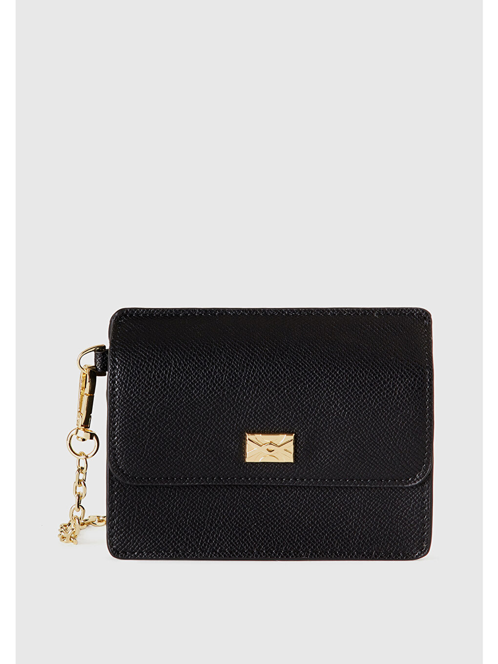 Kadın Siyah Yarım Logo Baskılı Kartlıklı Deri Görünümlü  Mini Cüzdan