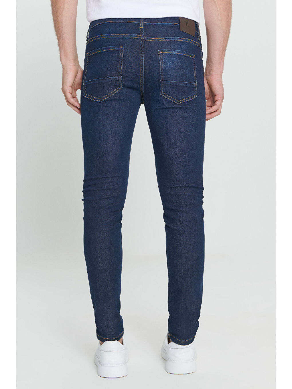 Erkek Lacivert Ekstra Slim Fit Dar Kesim Pamuklu Rıss Jean Pantolon Denim-6