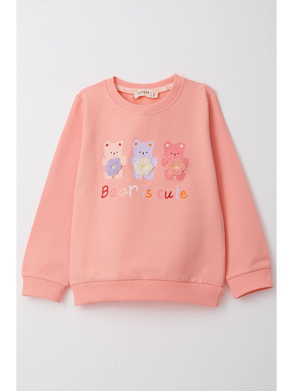 Breeze Somon Kız Bebek  Sweatshirt Sevimli Ayıcıklar Baskılı Somon (1.5-5 Yaş)