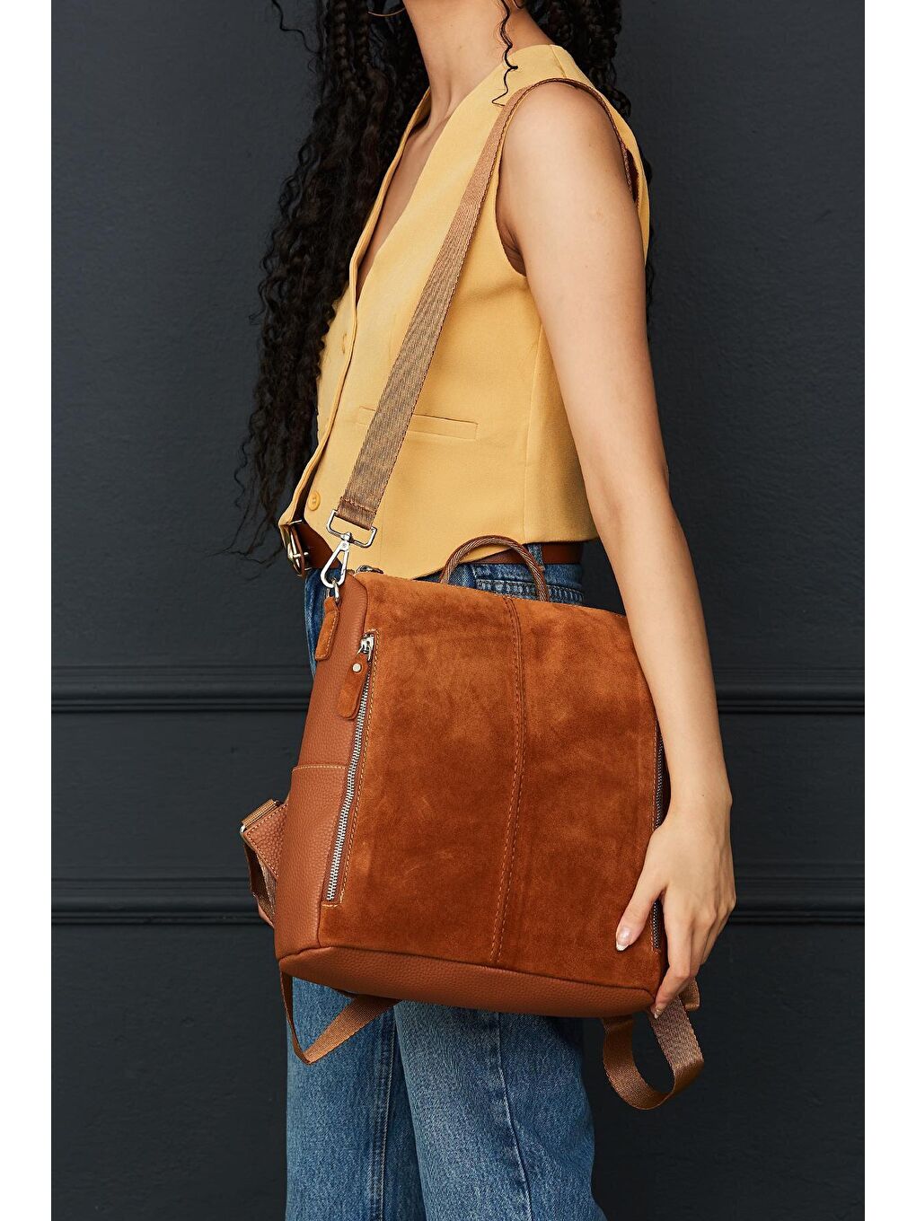 Kahverengi Taba Gerçek Deri Rory Kadın Çanta-1