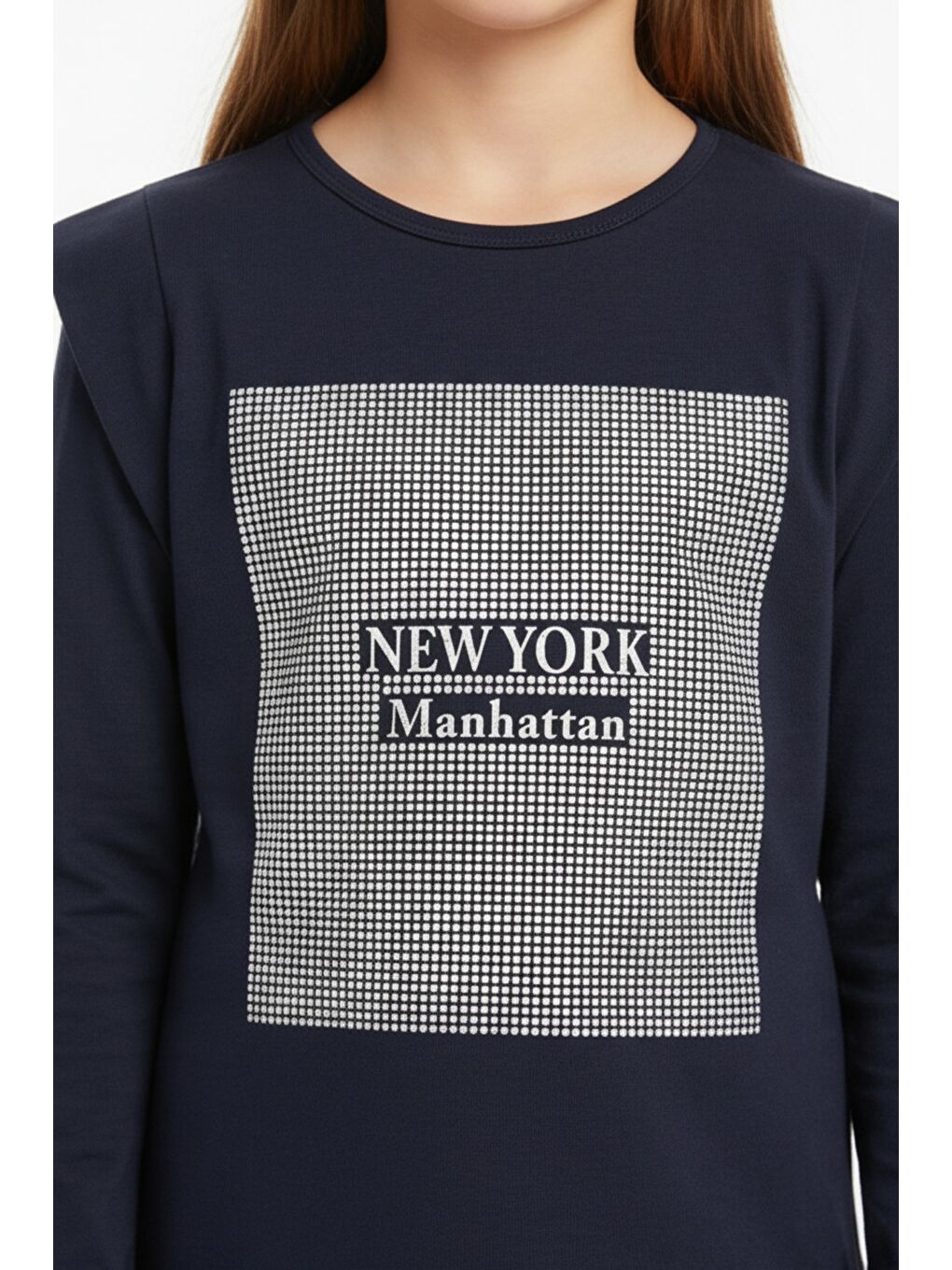 Lacivert Kız Çocuk Baskılı Tişört-4