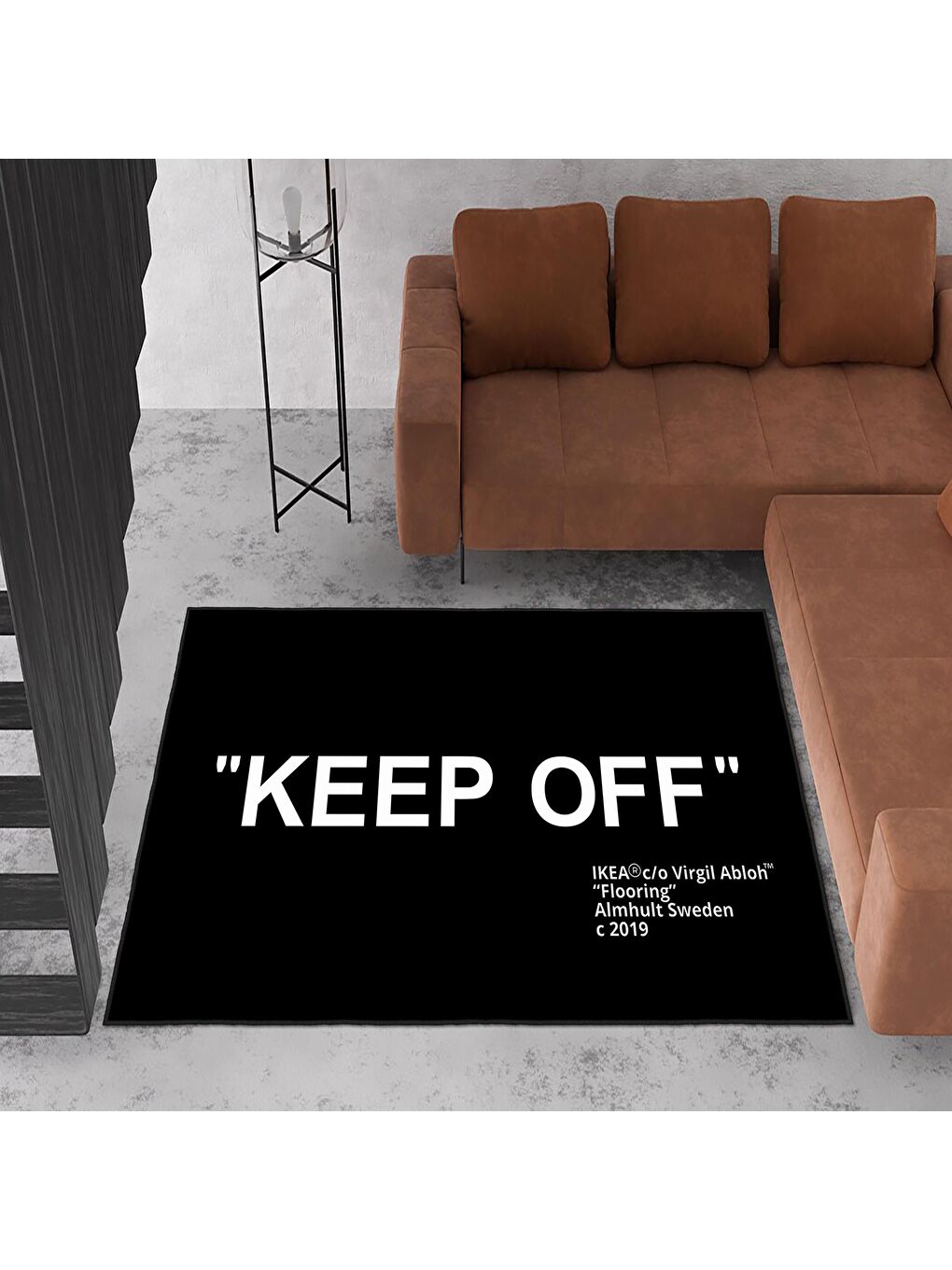 Siyah Dekoratif Özel Tasarım Yıkanabilir, Modern Halı 80x150