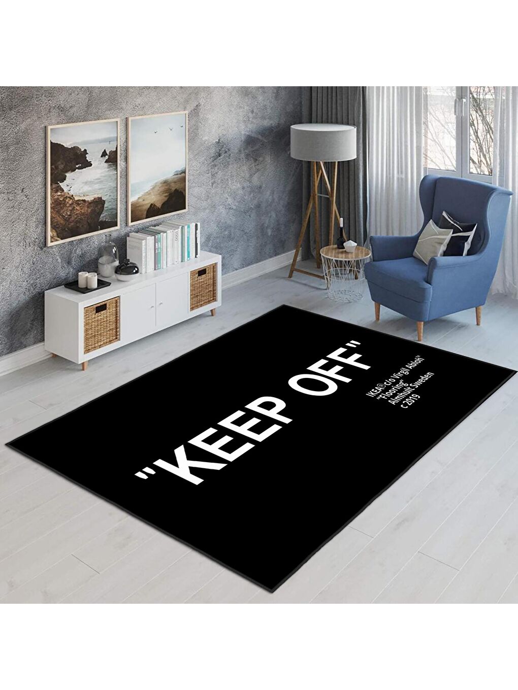 Siyah Dekoratif Özel Tasarım Yıkanabilir, Modern Halı 80x150-1