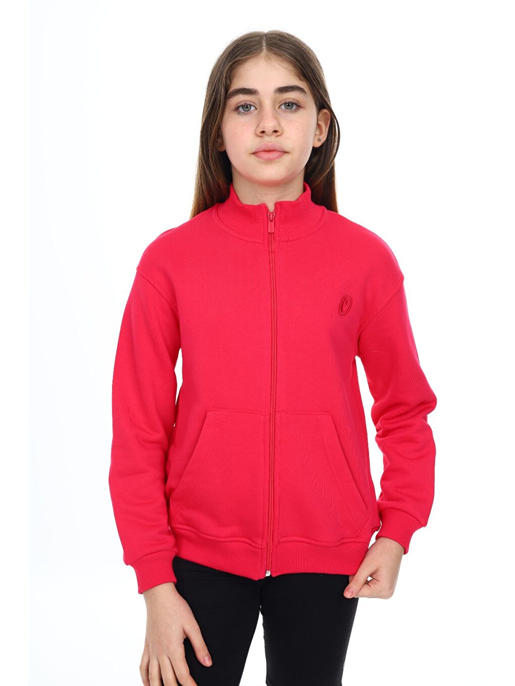 Fuşya Kız Çocuk Nakışlı Hırka