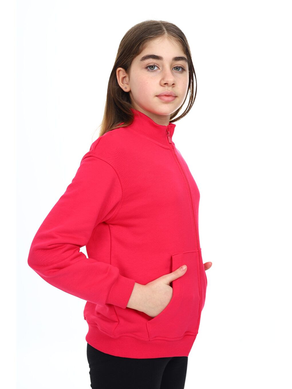 Fuşya Kız Çocuk Nakışlı Hırka-1