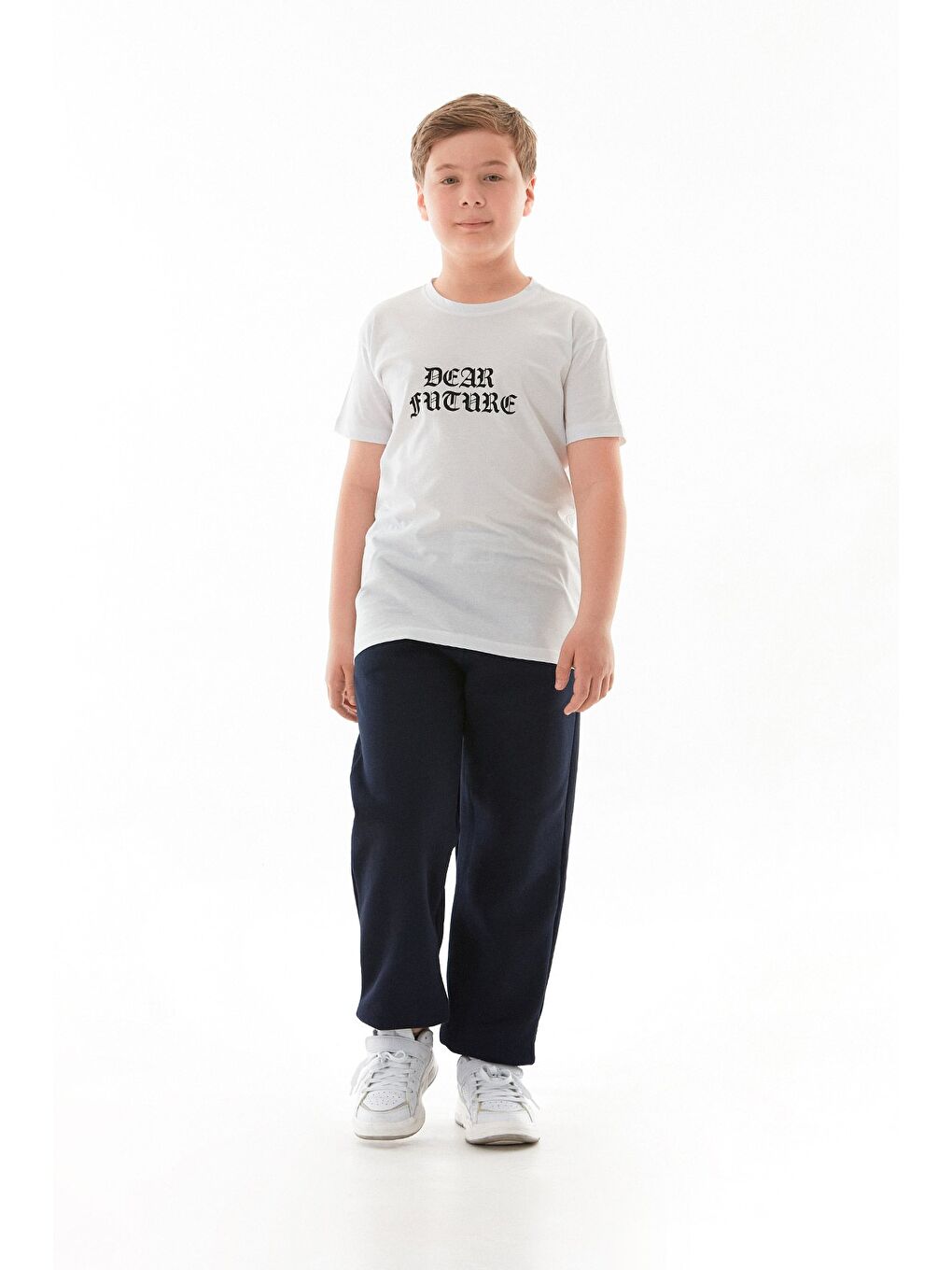 Beyaz Dear Future Yazı Baskılı Erkek Çocuk Tişört-3