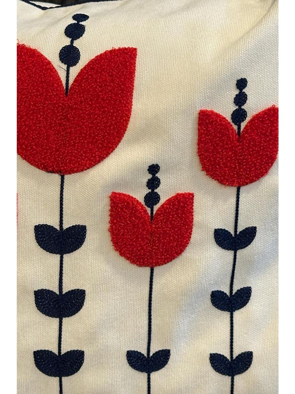 Karışık Lale Lüx Nakışlı Keten Kırlent Kılıfı 45x45 cm-2