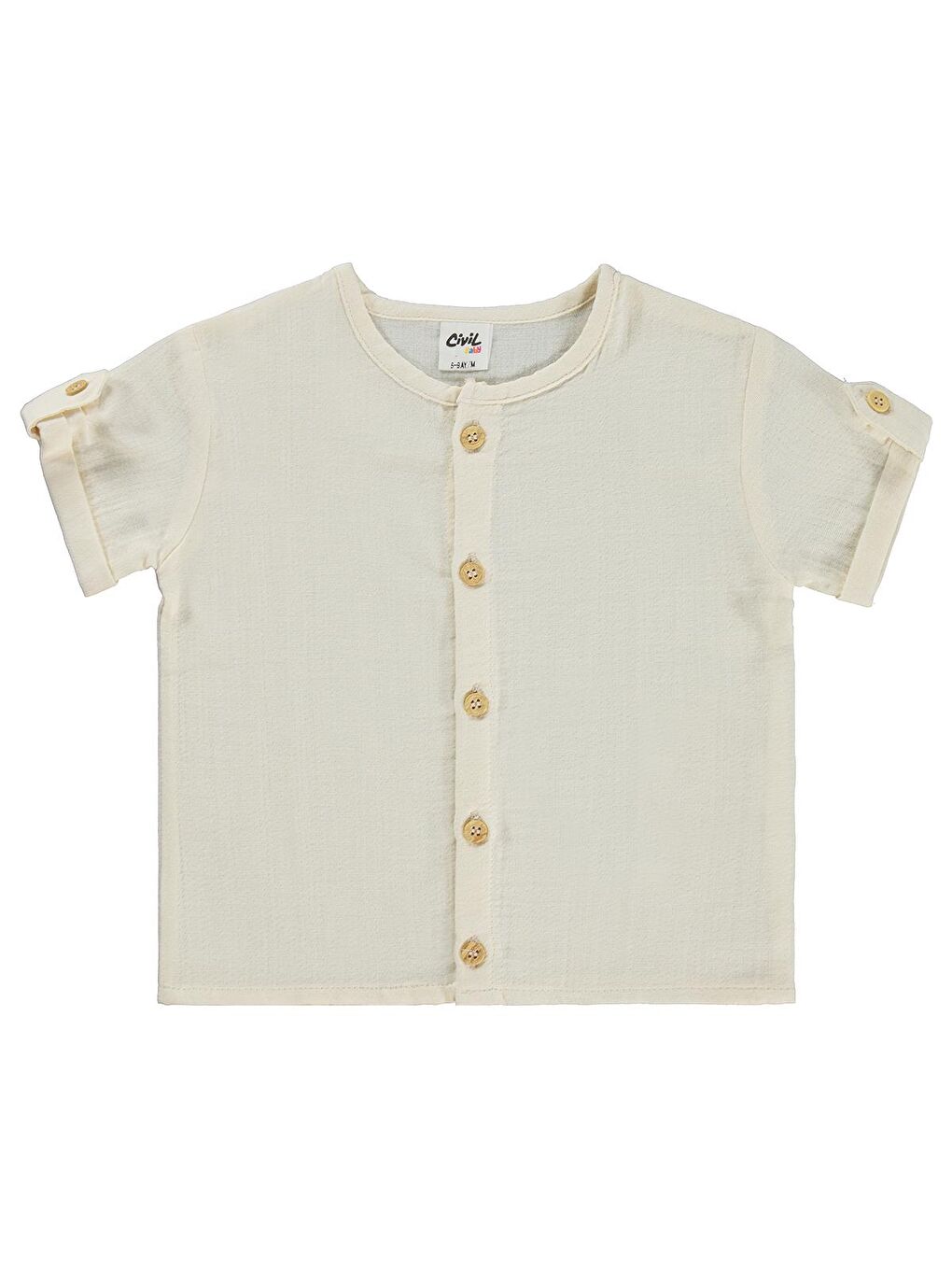 Baby Müslin Kısa Kol 6-18 Ay Gömlek - Bej 18-24 Ay-1