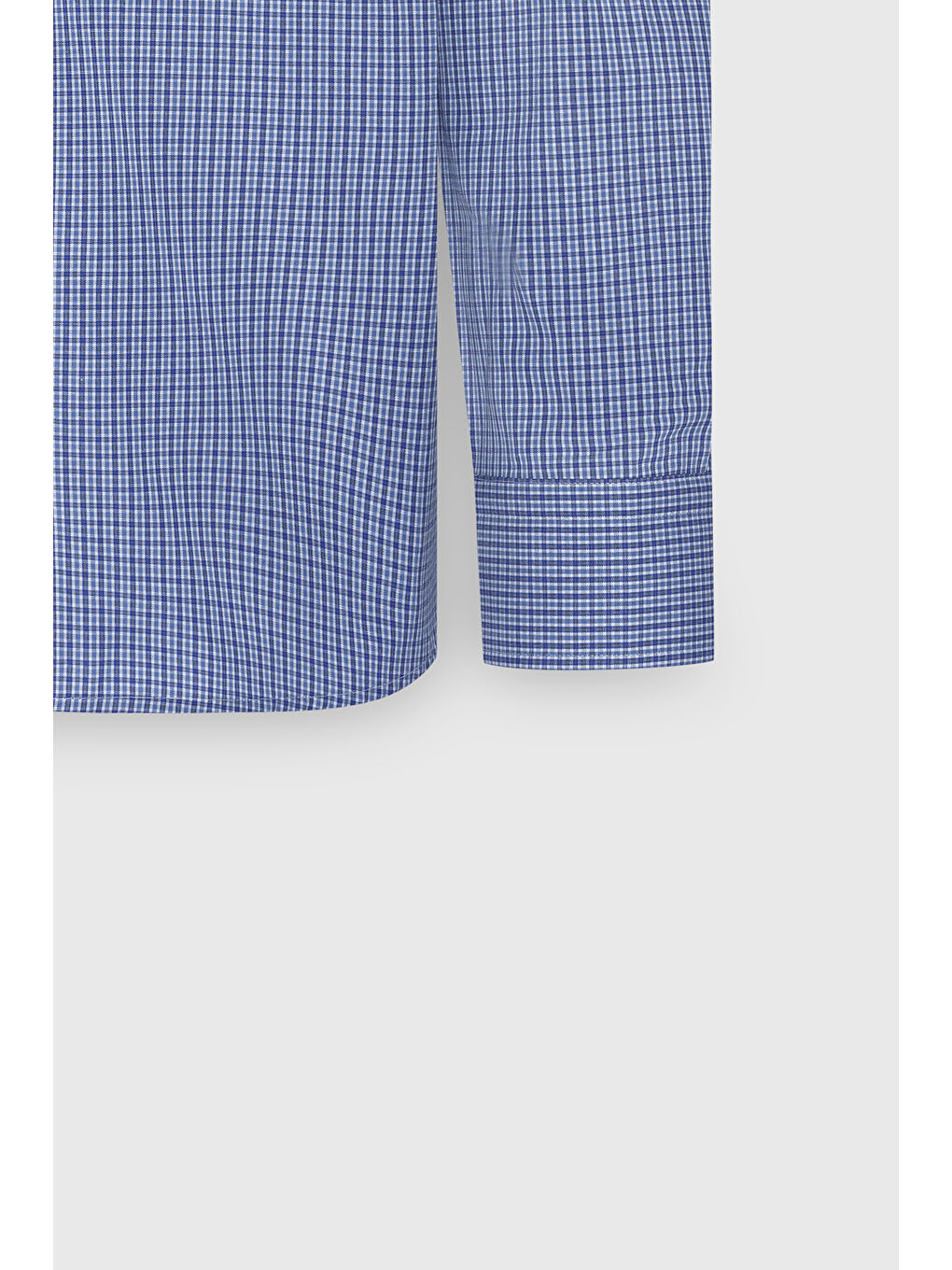 Erkek Mavi Slim Fit Dar Kesim Düğmeli Yaka Pamuklu Kareli Gömlek-7