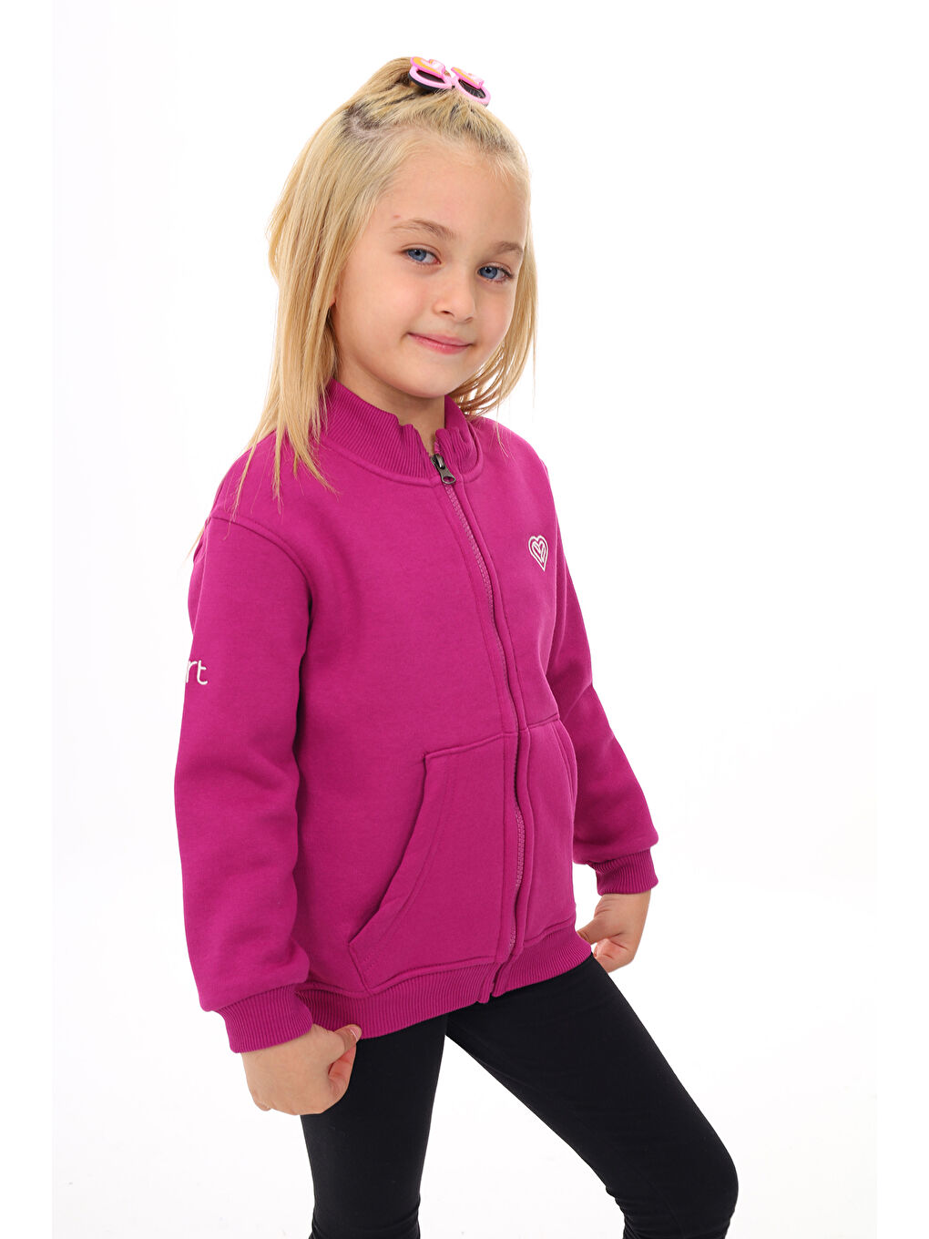 Mürdüm Kız Çocuk Nakışlı Hırka-1