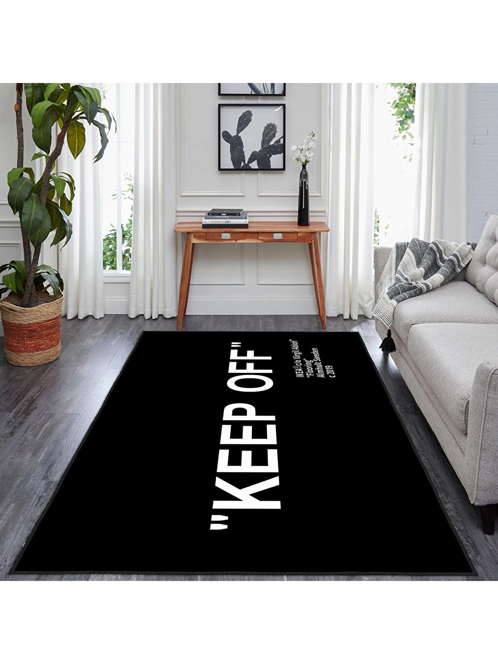 Siyah Dekoratif Özel Tasarım Yıkanabilir, Modern Halı 80x150-2