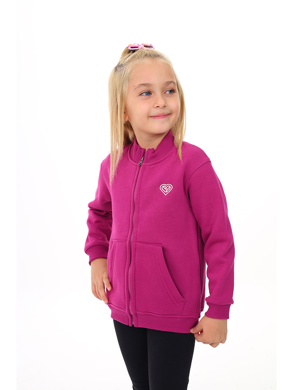 Mürdüm Kız Çocuk Nakışlı Hırka-3