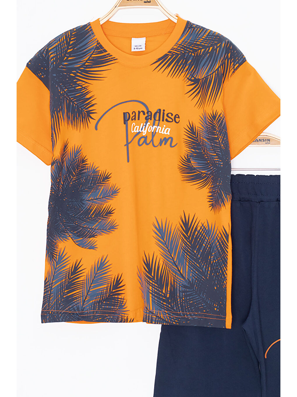 Turuncu Paradise Yazılı Erkek Çocuk Şortlu 2li Takım 20644-1