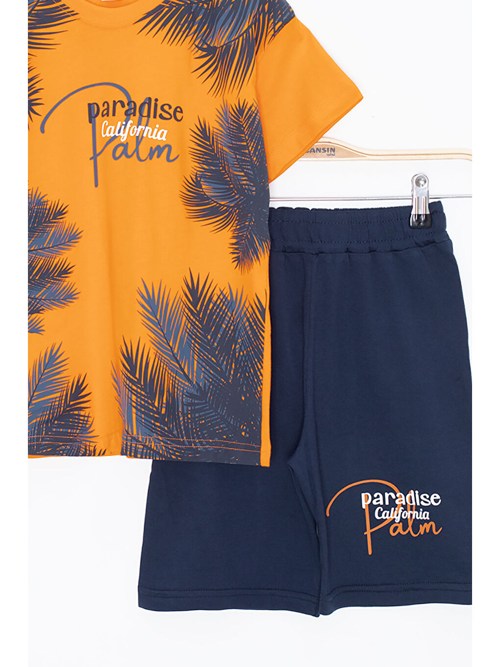 Turuncu Paradise Yazılı Erkek Çocuk Şortlu 2li Takım 20644-2