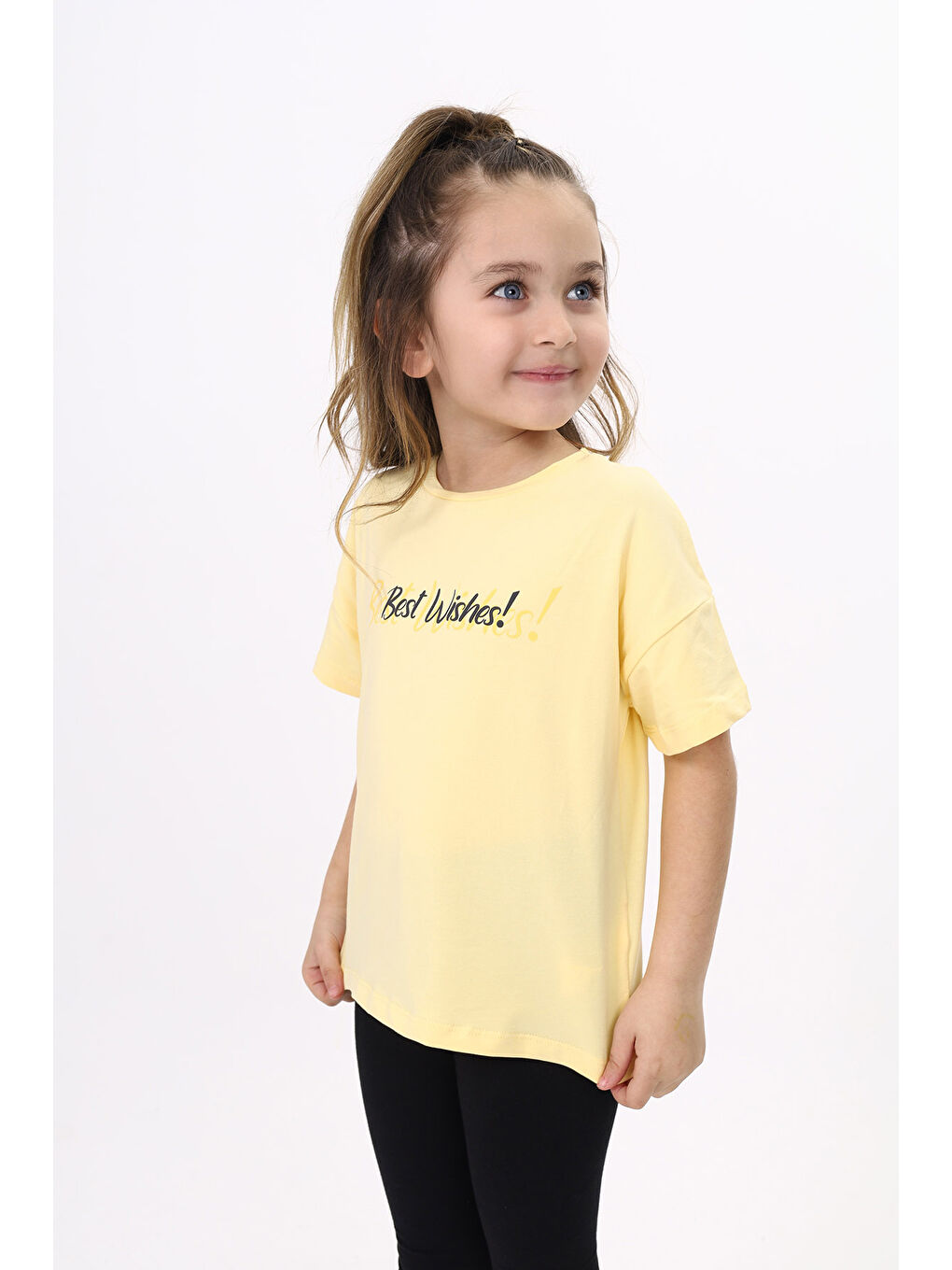 Sarı Kız Çocuk Baskılı Tişört-2