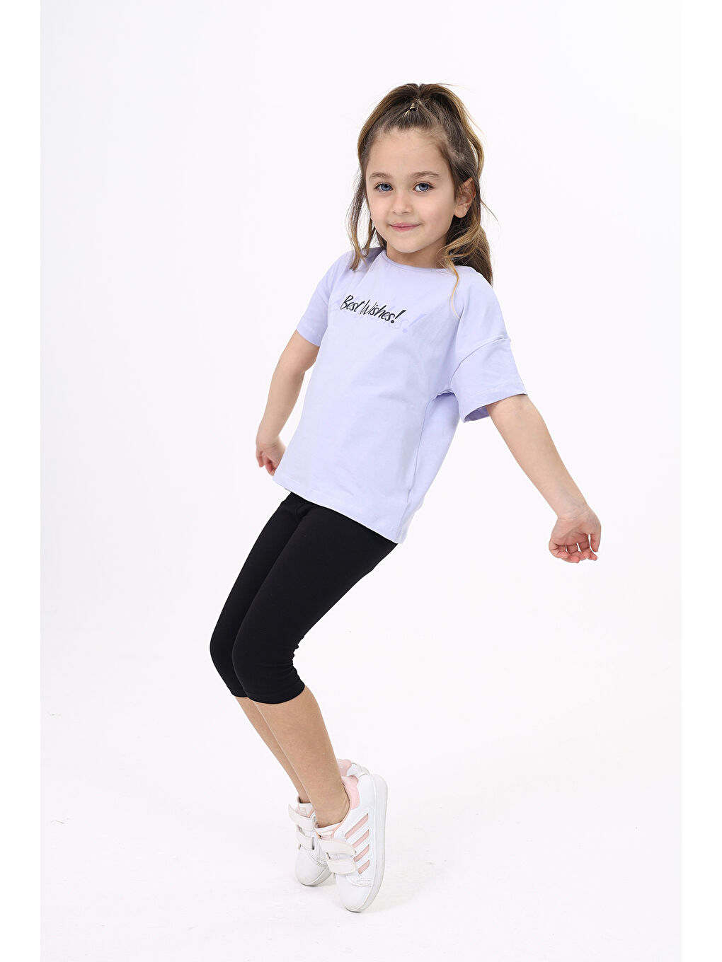 Lila Kız Çocuk Baskılı Tişört-1