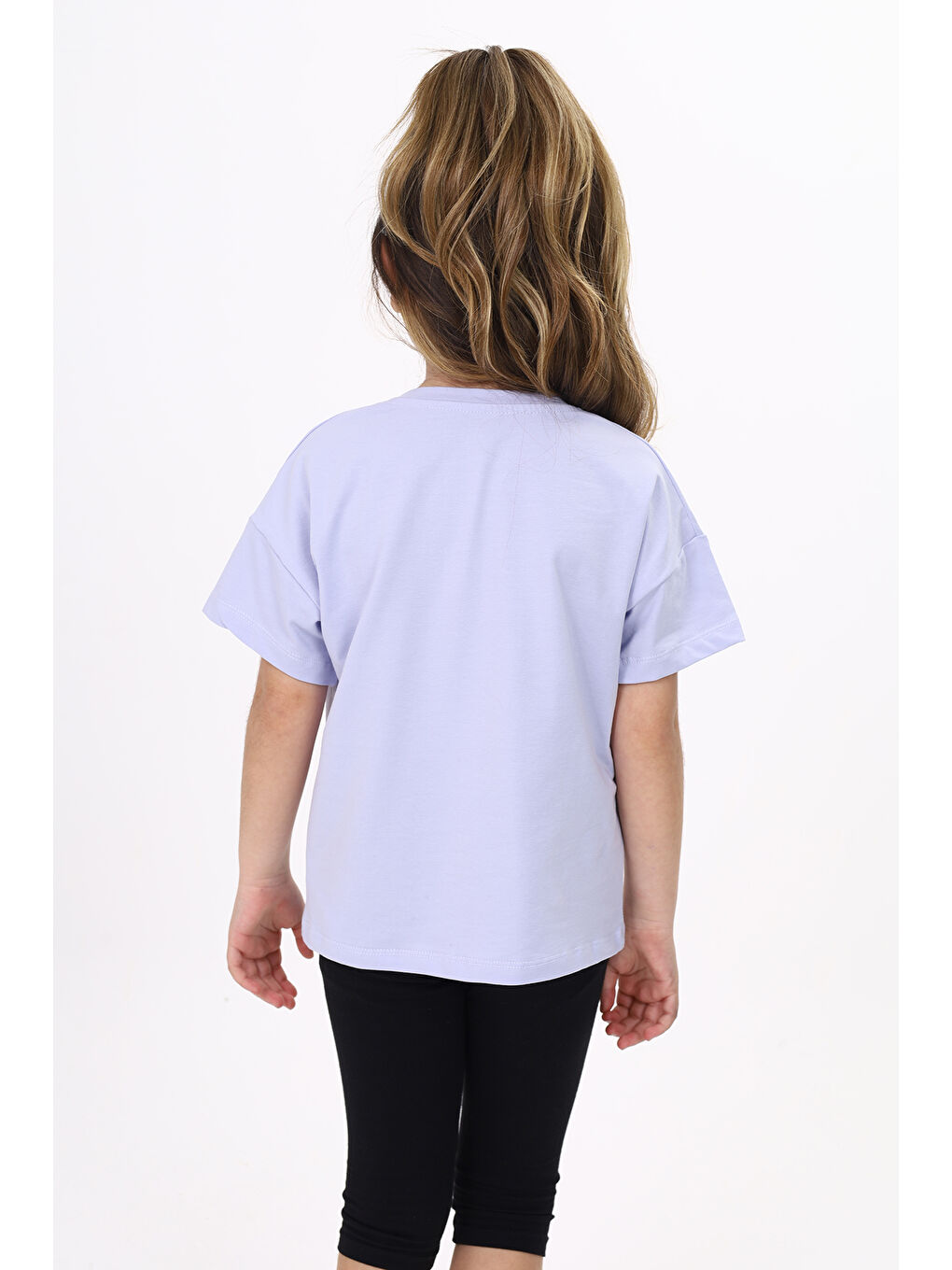 Lila Kız Çocuk Baskılı Tişört-4