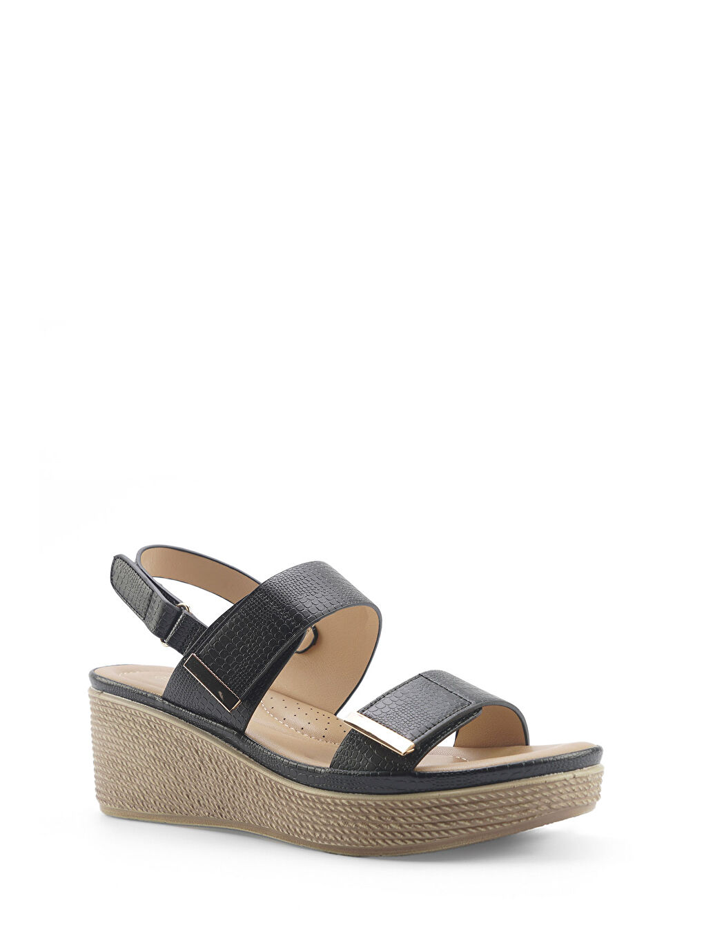 325096.Z 5FX Siyah Kadın Dolgu Topuk Sandalet-1