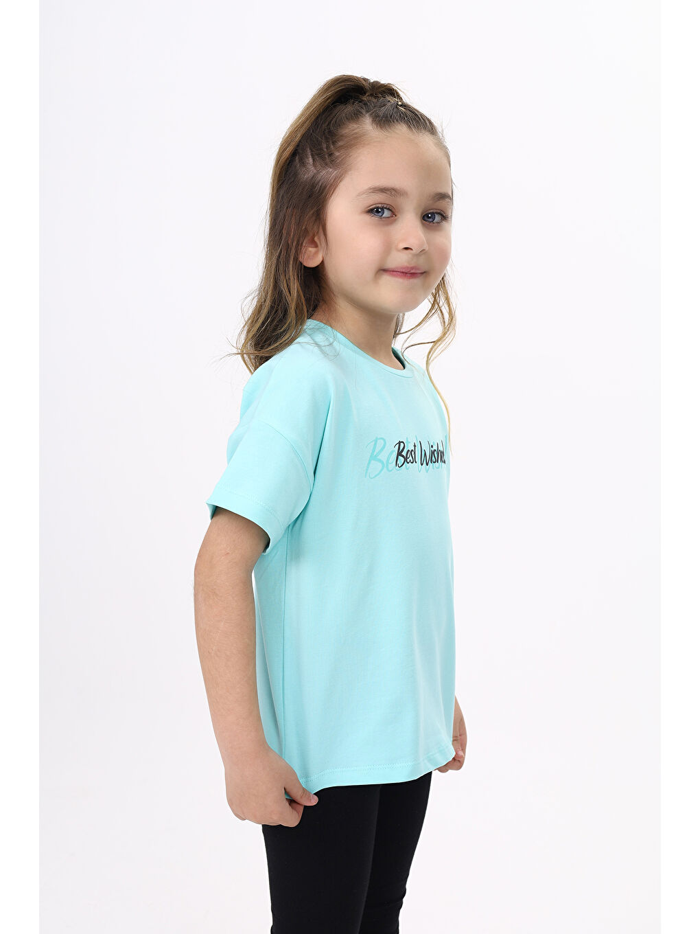 Yeşil Kız Çocuk Baskılı Tişört-3