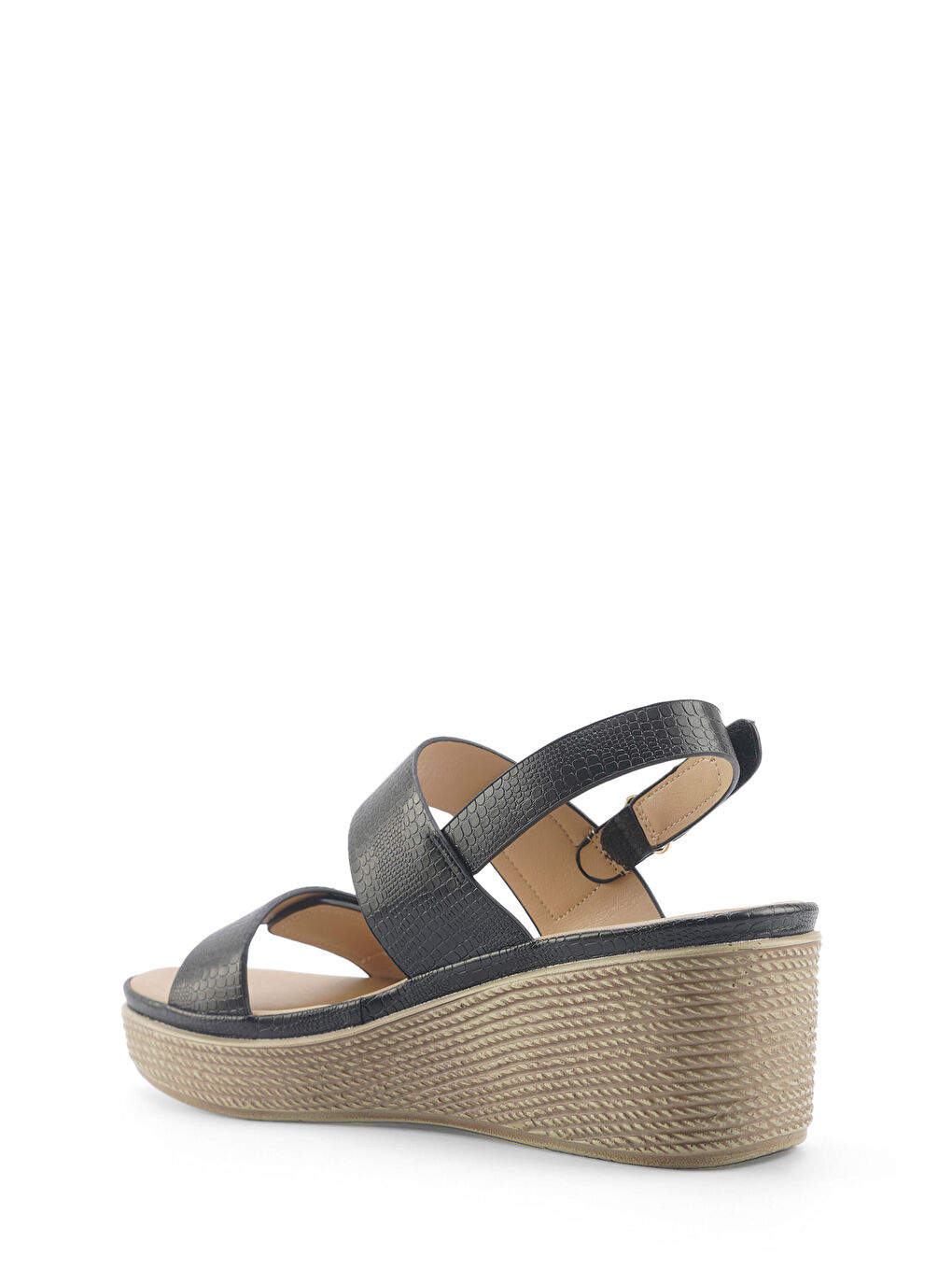 325096.Z 5FX Siyah Kadın Dolgu Topuk Sandalet-2