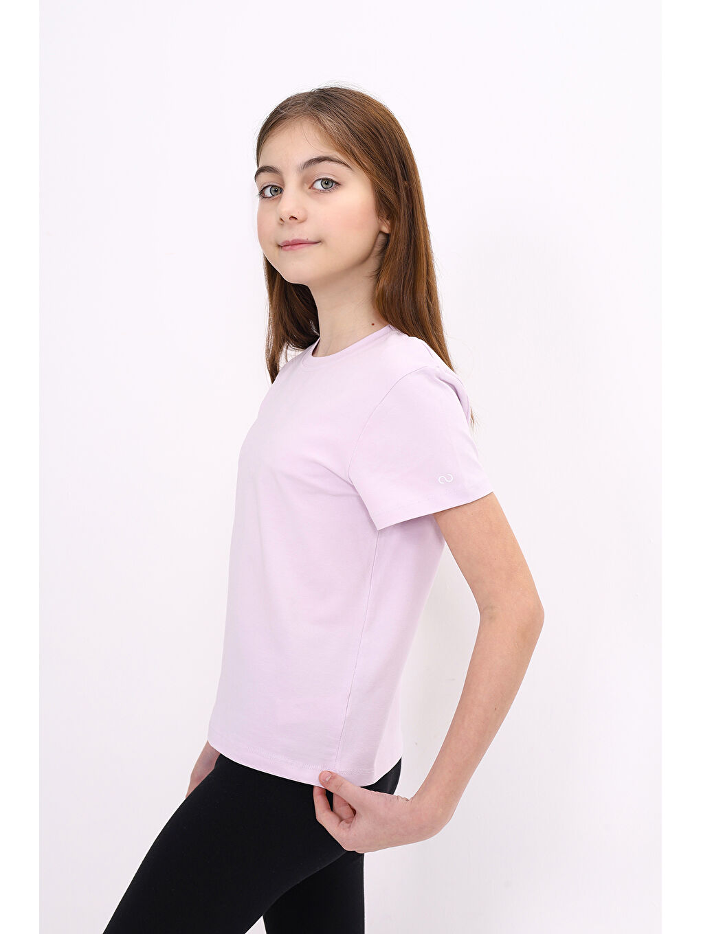 Lila Kız Çocuk Baskılı Tişört-1