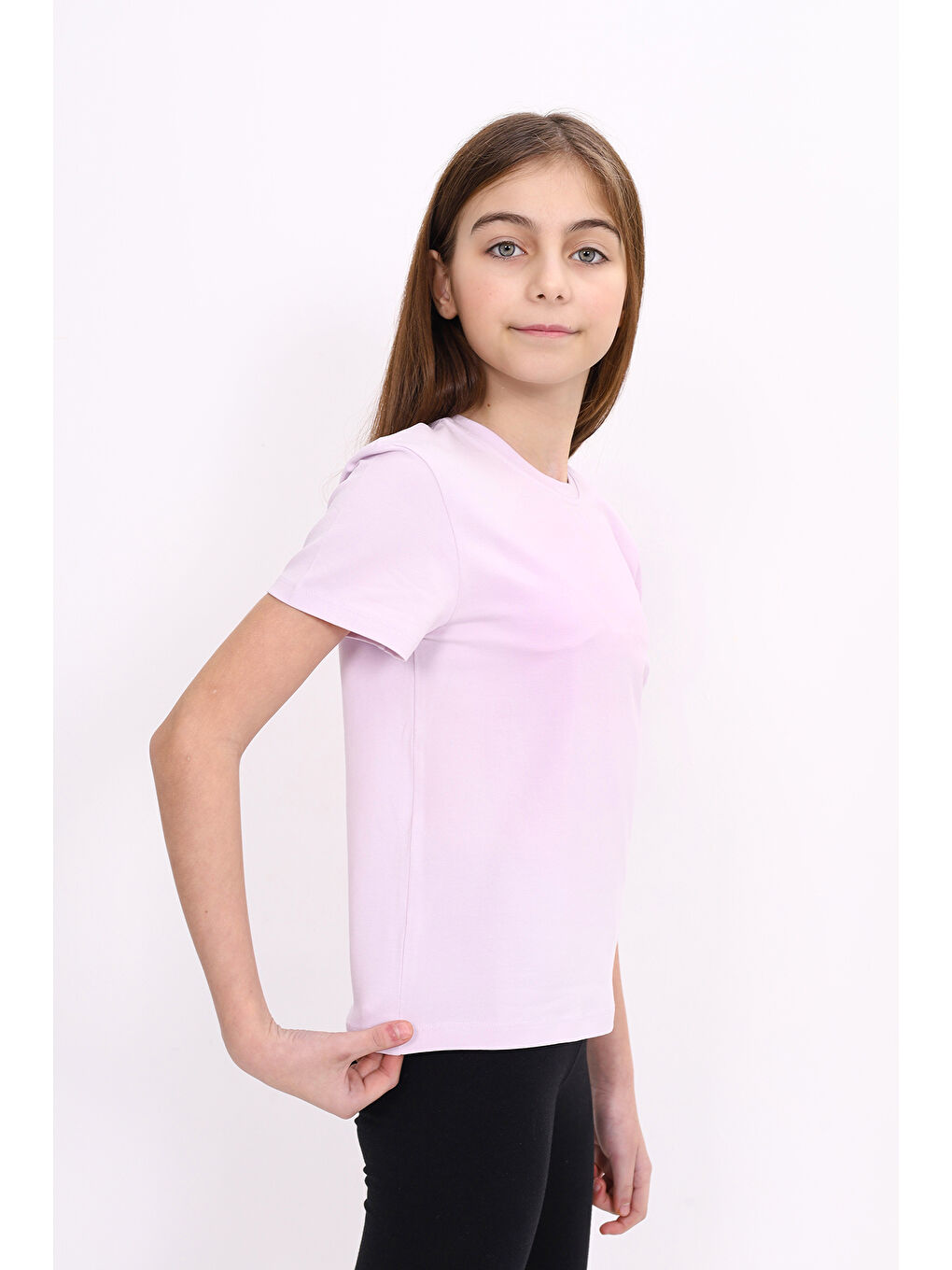 Lila Kız Çocuk Baskılı Tişört-2
