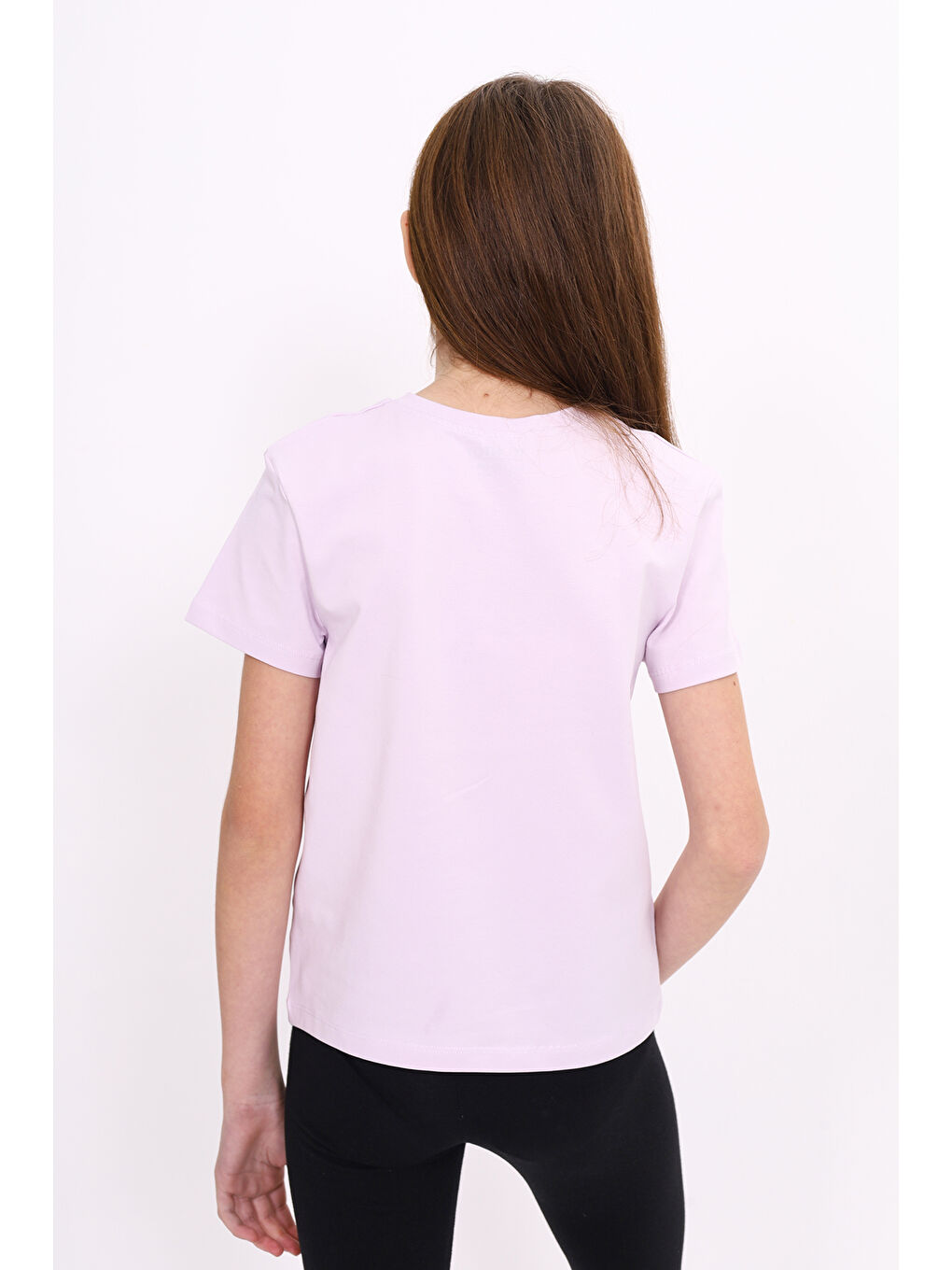Lila Kız Çocuk Baskılı Tişört-3