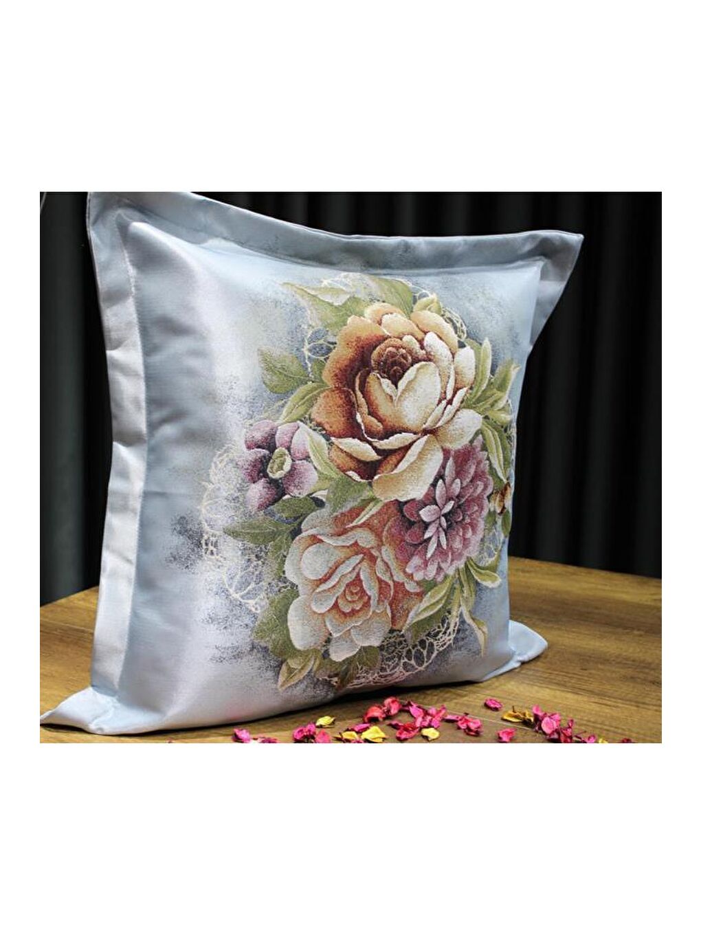 Goblen Lüx 2 Li Kırlent Kılıfı Gri-5