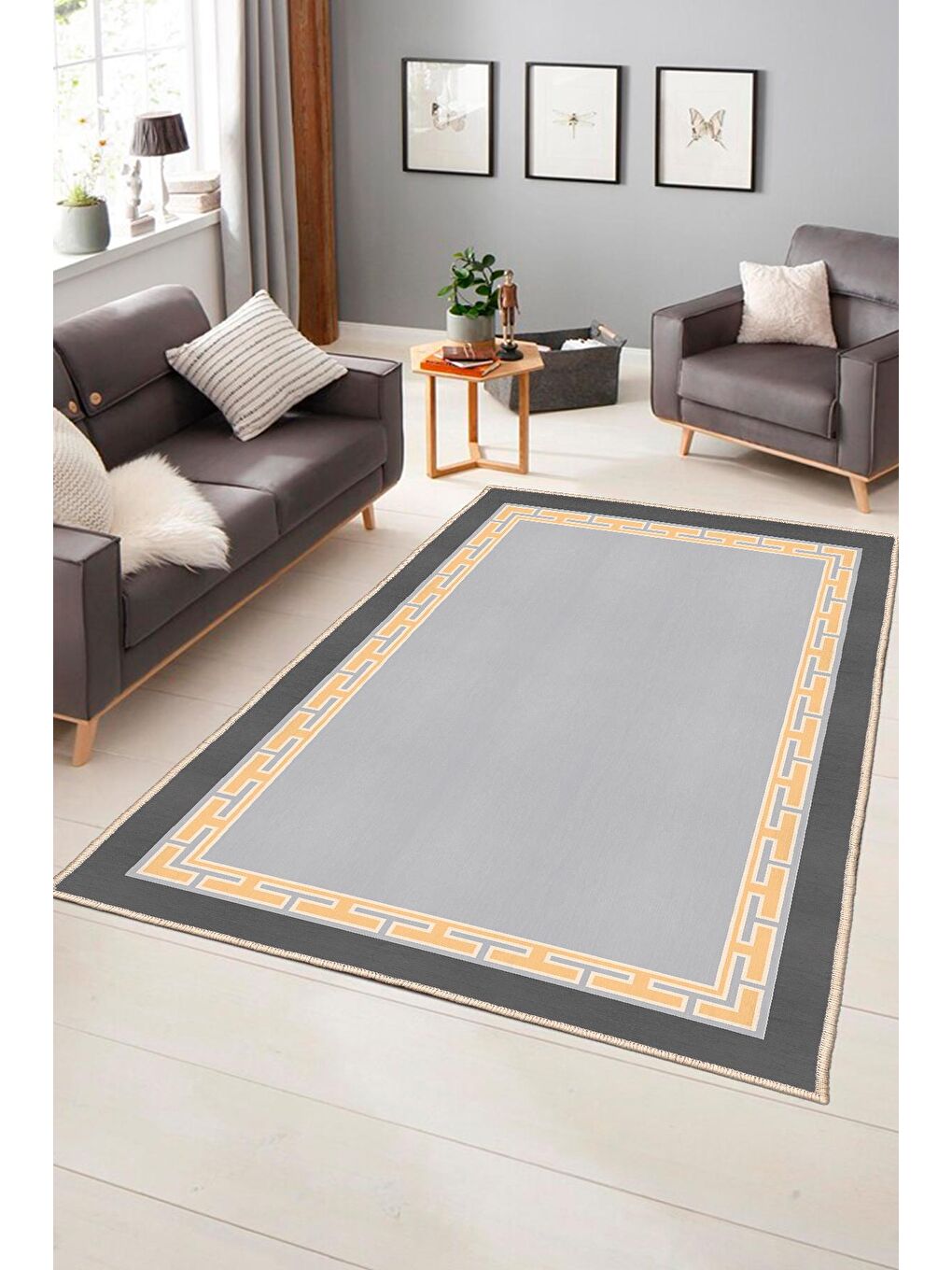 Gri Dekoratif Özel Tasarım Modern Halısı 160x230 cm