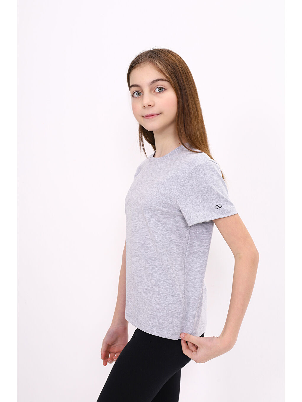 Gri Kız Çocuk Baskılı Tişört-1