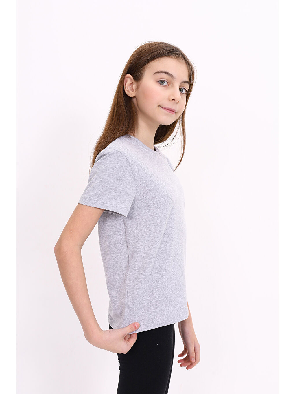 Gri Kız Çocuk Baskılı Tişört-2