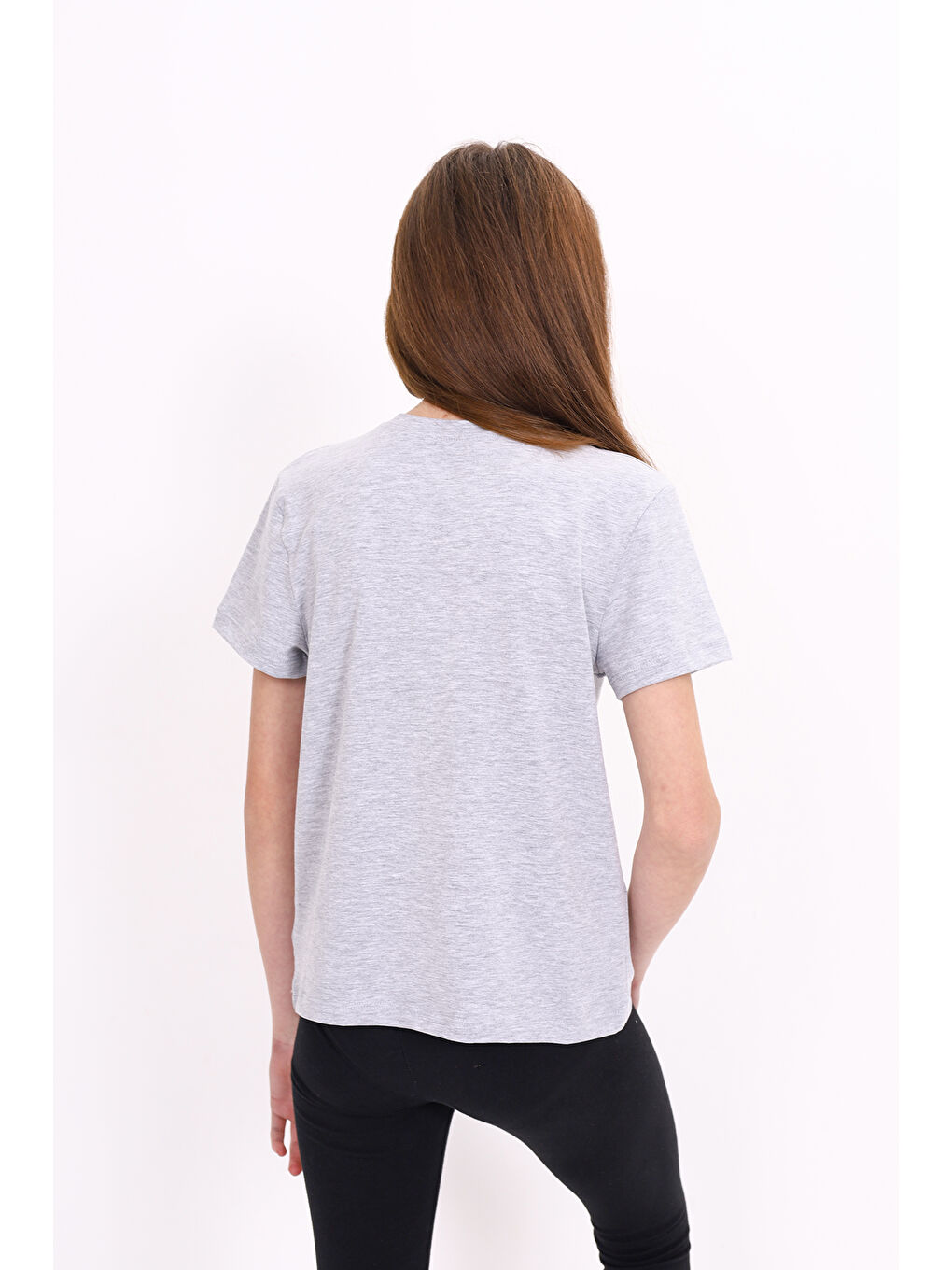 Gri Kız Çocuk Baskılı Tişört-3