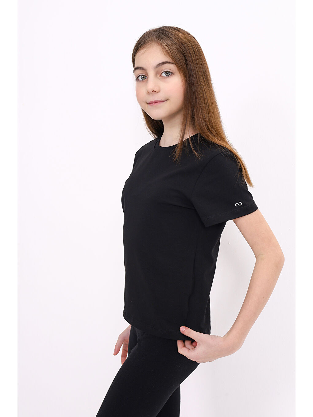 Siyah Kız Çocuk Baskılı Tişört-1