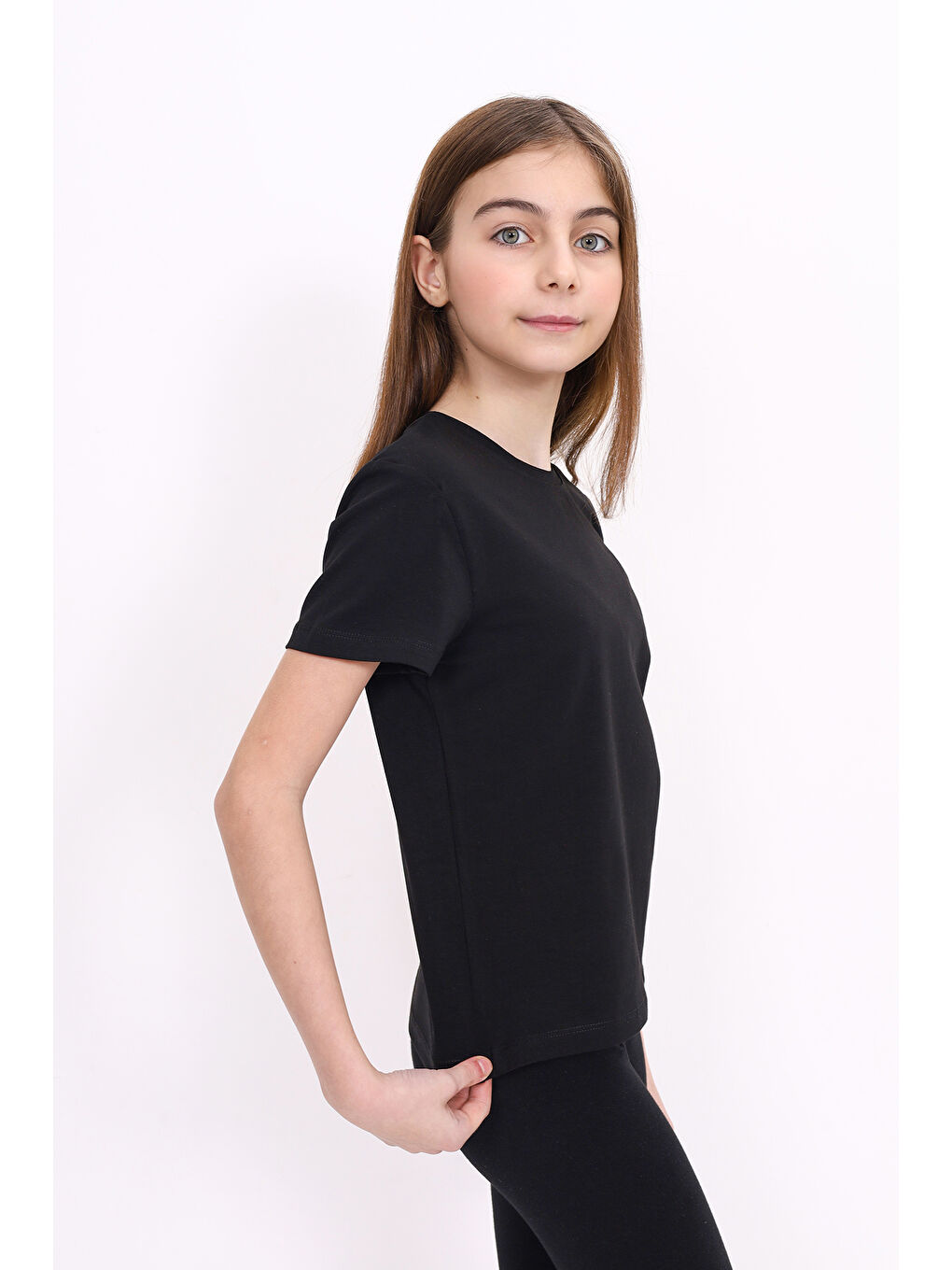 Siyah Kız Çocuk Baskılı Tişört-3