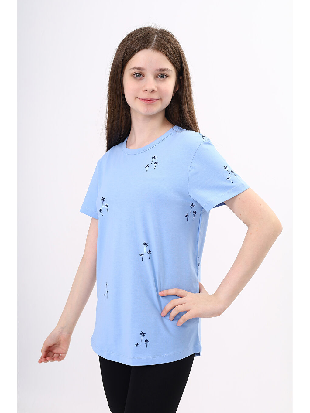 Lila Kız Çocuk Baskılı Tişört-1