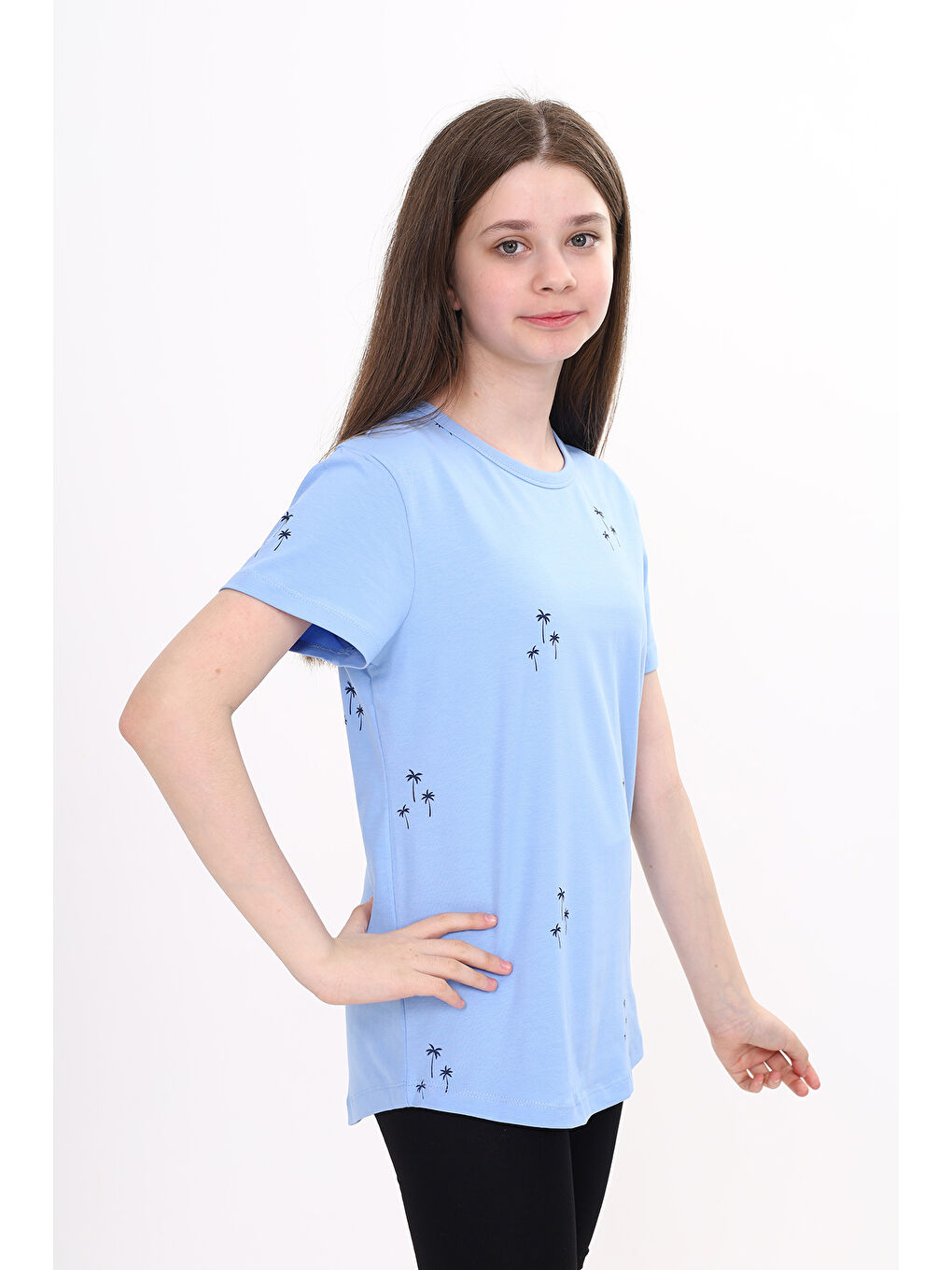 Lila Kız Çocuk Baskılı Tişört-2