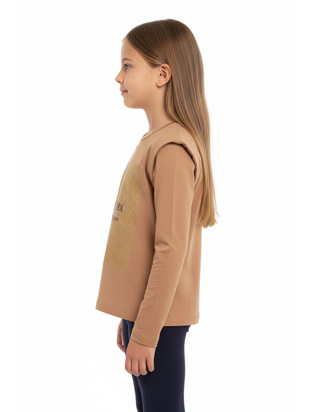 Bej Kız Çocuk Baskılı Tişört-2