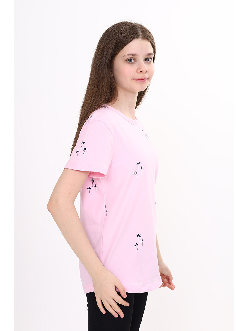 Pembe Kız Çocuk Baskılı Tişört-1