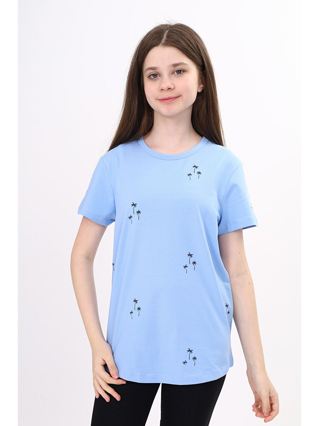 Lila Kız Çocuk Baskılı Tişört-4