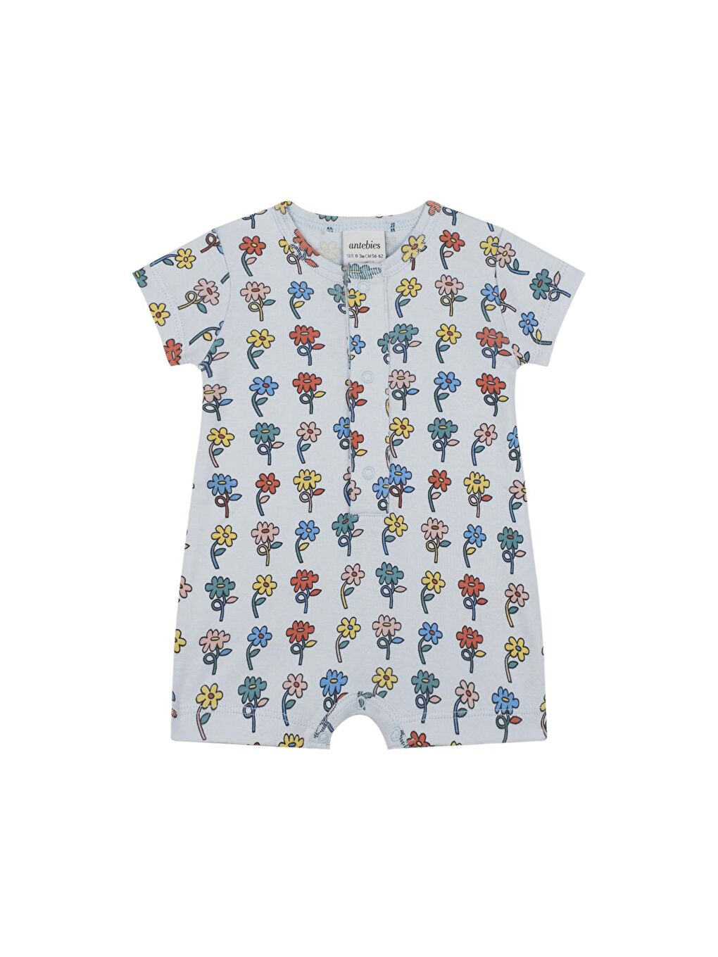 Mavi Grafik Çiçek Kısa Kollu Barbatöz