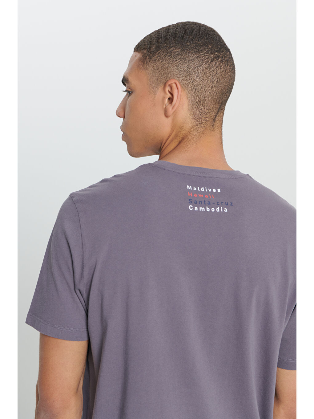 Erkek Antrasit Comfort Fit Rahat Kesim %100 Pamuk Baskılı Bisiklet Yaka Tişört-4