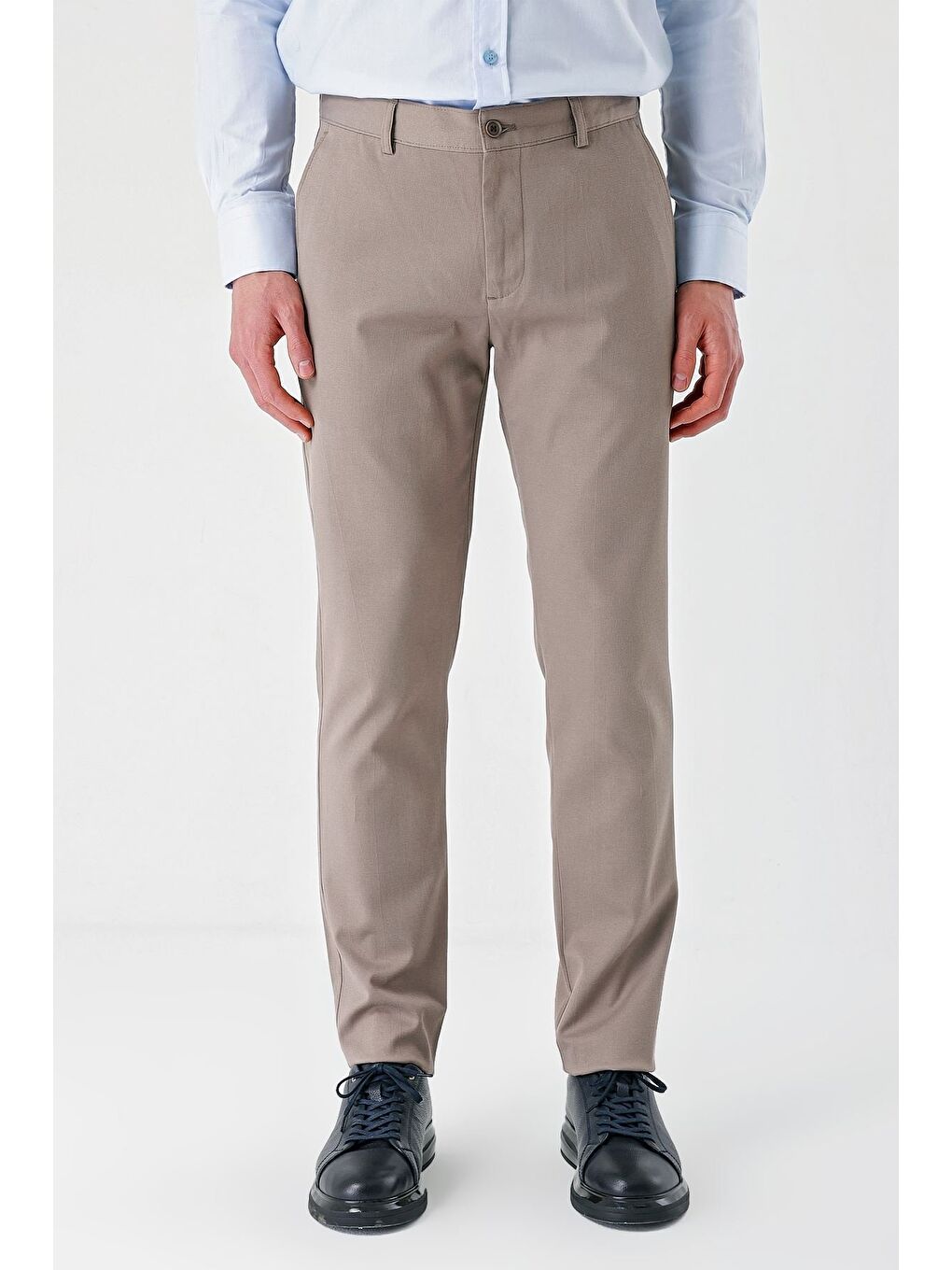 Gri Pamuklu Yandan Cepli Casual Slim Fit Chino Pantolon 1003240156-2