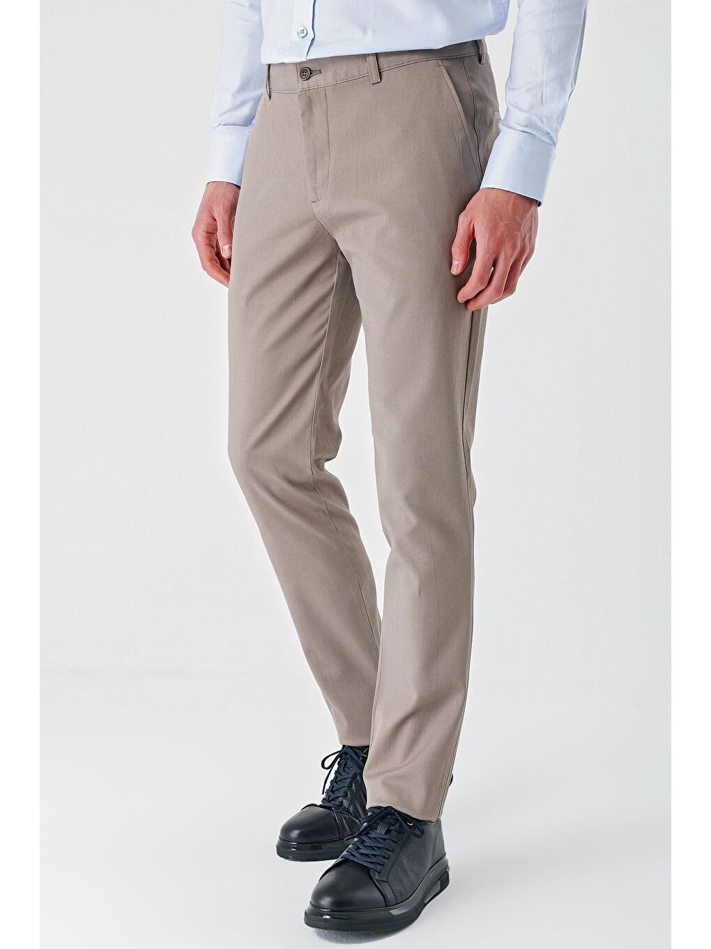 Gri Pamuklu Yandan Cepli Casual Slim Fit Chino Pantolon 1003240156-4