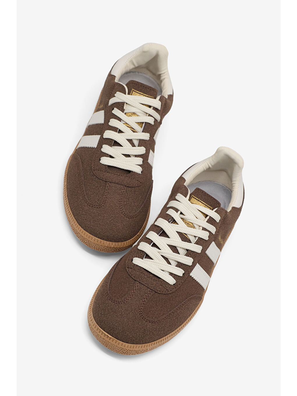 Kahverengi Unisex Kahve Süet Termo Taban Yanı Şeritli Bağcıklı Spor Ayakkabı-1